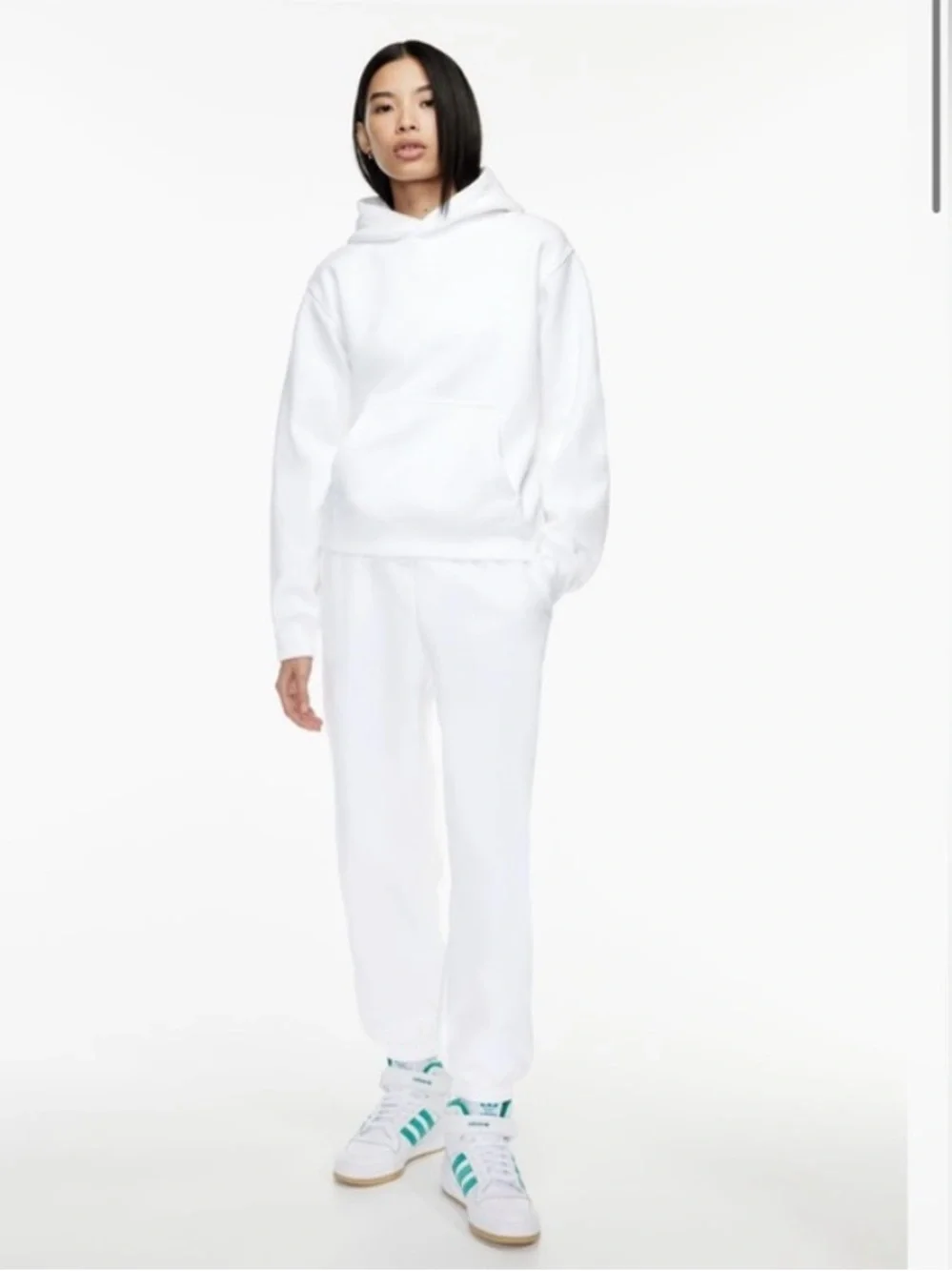 Aritzia TNA Terry Sweatfleece Hoodie White EUC MSRP $95